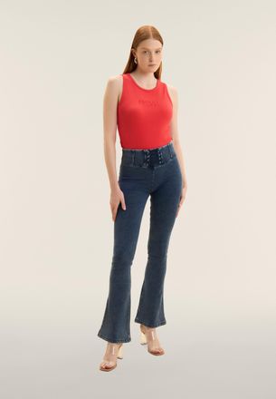 Freddy Pantaloni WR.UP mini flare satinati con nastri in vita