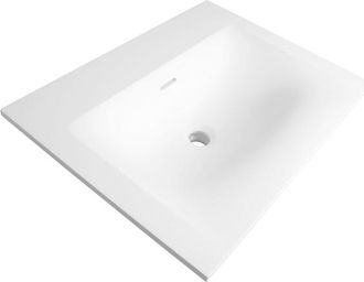 Marcel Breuer Glacier wastafel - 60x46x2cm - 1 wasbak - 0 kraangaten- fine stone - mat wit