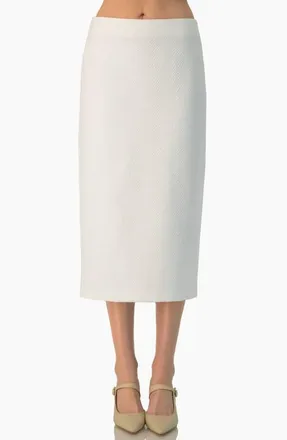 Ivonne Sleek High-Waist Fitted Midi Skirt in White at Nordstrom, Size 14