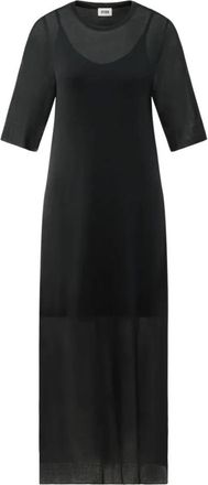 Drykorn Relaxed Fit Jurk met Natuurlijke Glans - Dames - Casual kleedjes - Zwart - XL - Kleedjes