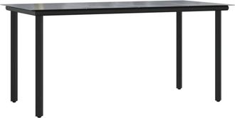 vidaXL Garden Dining Table Black 160x80x74cm Steel and Tempered Glass Vidaxl