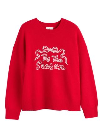Chinti and Parker bow-motif slogan sweater - women - Cashmere/Wool - LL - Red
