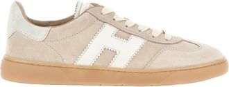 Hogan Beige H Logo Suede Sneakers