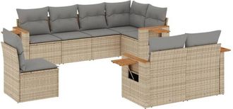 vidaXL Vidaxl - Juego De Sof&aacute;s De Jard&iacute;n Con Cojines Beige 8 Pzas Rat&aacute;n Pe