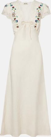 Rixo Amari embroidered linen-blend midi dress
