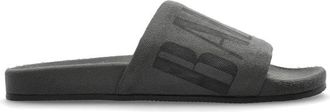 Balenciaga Logo Slide - Heren - Sandalen - Grijs - 40 EU - Leer - Schoenen