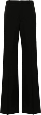 Balenciaga Zwarte wollen broek met rechte pijpen - Dames - Wijde Broeken - Zwart - XS - Wol - Broeken