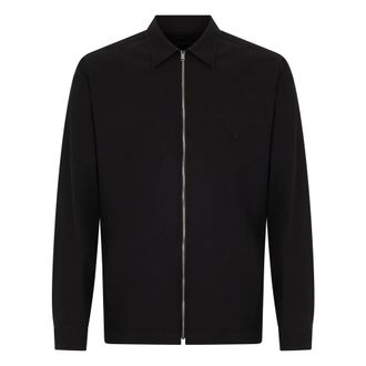 Prada Cotton Zip Shirt - male - Prada - Light Jackets - Black - XL - Jackets