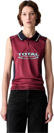 Martine Rose Gekrompen Stretch Voetbal Vest - Dames - Tops zonder mouwen - Rood - S - Polyester - Tops