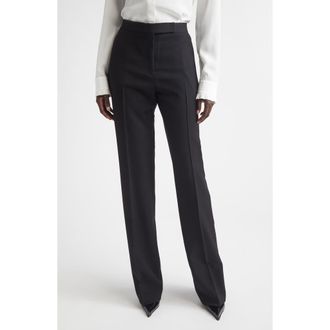 Tom Ford Grain Tuxedo Pants in Black/Deep Blue Navy at Nordstrom, Size 10 Us