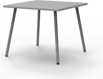 MondoViro Mesa de jardín fija cuadrada de metal gris tórtola 90x90 75h cm