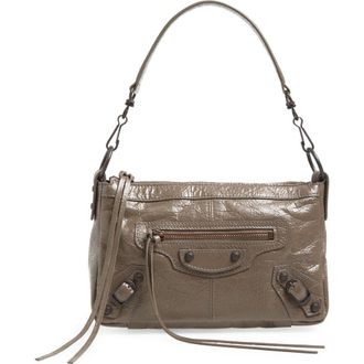 Balenciaga Mini Le City Moto Leather Shoulder Bag in 3258 Army Green at Nordstrom