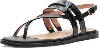 Cole Haan Go-to Estella Flat Thong Womens Sandals Black Crocodile Print Leather : 10.5 B - Medium