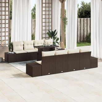 vidaXL Conjunto De Sof&aacute; De Jard&iacute;n 7 Pcs Marr&oacute;n, Crema 100 X 55 X 73 Cm Vidaxl