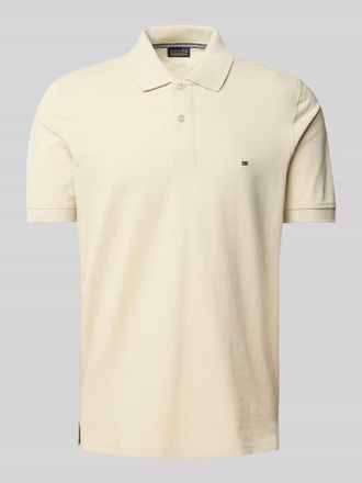 Christian Berg Poloshirt mit Label-Stitching in Ecru, Gr&ouml;&szlig;e 3XL