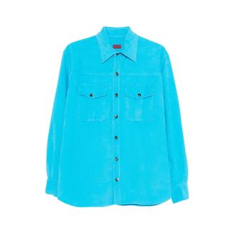 Isaia Casual Shirts, male, Blue, Size: 2XL Long Sleeve Shirt