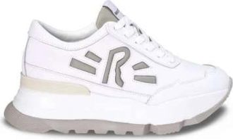 Ruco Line Witte en Salie Leren Sneakers - Dames - Sneakers - Wit - 39 EU - Leer - Schoenen