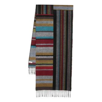 Paul Smith Winter Scarves, female, Multicolor, Size: ONE SIZE Striped Lambswool Cashmere Scarf with Fringes