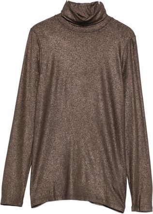 Majestic Filatures Fitted Brown Turtleneck Sweater With Subtle Shimmer
