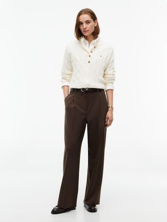 Tommy Hilfiger Womens Stretch-Waist Wide Leg Pant - Brown Heather - XXL