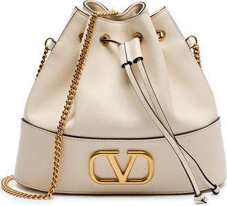 Valentino Garavani Vlogo Mini Leather Bucket bag - Ivory - One Size