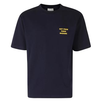 Dr&ocirc;le de Monsieur Bold Slogan T-Shirt - Heren - T-shirts - Blauw - S - Katoen - Tops