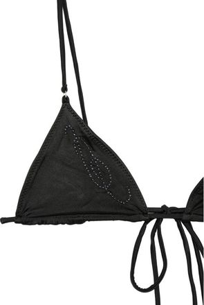 Frankies Bikinis Bead-Embellished Triangle Bikini Top - Black