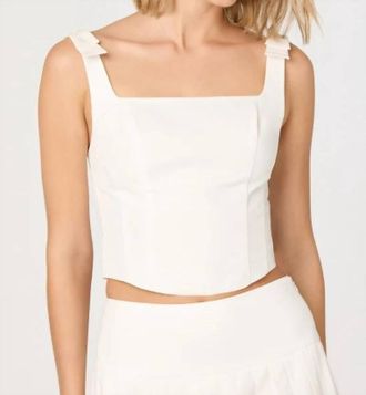 Astr Alexcia Bow-Strap Cropped Corset Top In White