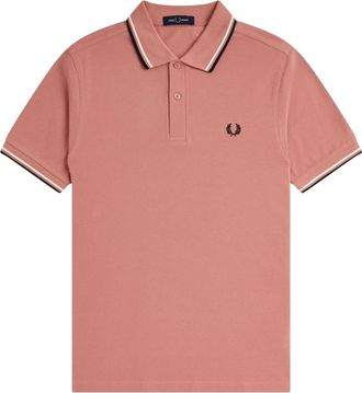 Fred Perry Tops, Heren, Roze, M, Twin Tipped Polo in Putty Pink
