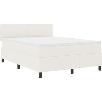 vidaXL Cama Box Spring Led Crema Y 140 X 190 Cm Tela De Pana Vidaxl
