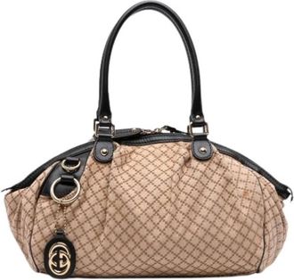 Gucci Pre-owned Handbags, female, Brown, Size: ONE SIZE Pre-owned Vintage Canvas Handbag