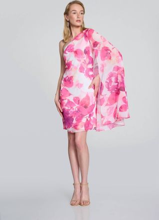 Joseph Ribkoff Floral Print Cape Sleeve Dress In Vanilla/multi