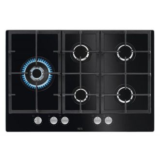 AEG Placa Gas Aeg Hkb75820nb 5 Zonas Cristal Negro 75cm