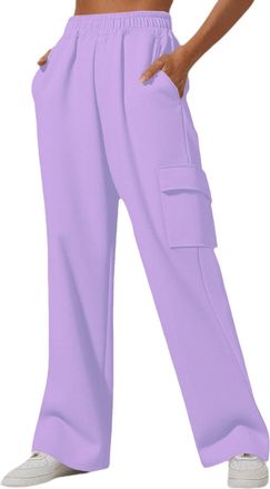 Generic Womens Joggers Elasticat High Waisted Sweatpants Wide Leg Cargo Trousers Baggy Jogging Pants Solid Colour Running Gym Workout Tracksuit Bottoms with C