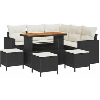 vidaXL Conjunto De Sof&aacute; De Jard&iacute;n 9 Pcs Negro Y Crema 110 X 55 X 71 Cm Vidaxl