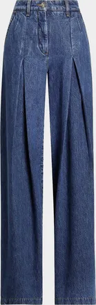 Dolce & Gabbana Pleated Wide-Leg Denim Jeans