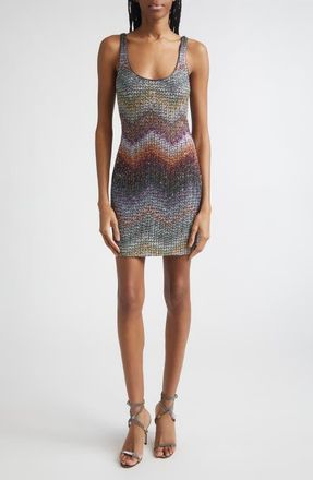 Missoni Zigzag Metallic Sequin Caperdoni Knit Minidress in Multi Dark at Nordstrom, Size 12 Us