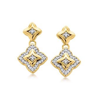 Ross-Simons Diamond Drop Earrings in 18kt Gold Over Sterling