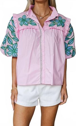 THML Clothing Embroidered Blouse In Pink