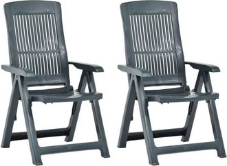 vidaXL Vidaxl - Sedie Reclinabili da Giardino 2 pz in Plastica Verde