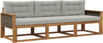 vidaXL Conjunto De Sof&aacute;s De Exterior 3 Uds. Natural Y Gris Claro Vidaxl