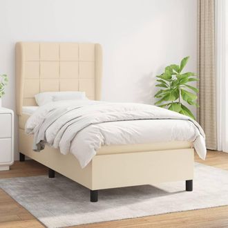 vidaXL Cama Box Spring Con Colch&oacute;n Tela Color Crema 90x190 Cm Vidaxl