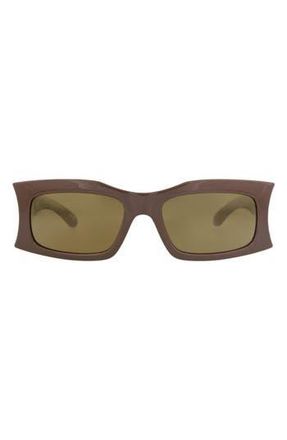 Balenciaga 58mm Rectangular Sunglasses in Brown Brown Bronze at Nordstrom Rack