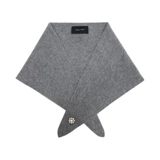 Simone Rocha Winter Scarves, female, Gray, Size: ONE SIZE Embellished Cashmere Neckerchief