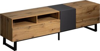 STILVORA Mobile Tv Con 2 Ante E 2 Cassetti, Push-open, Stile Moderno, Soggiorno, In Mdf E Metallo, 180&times;38&times;50 Cm, Nero