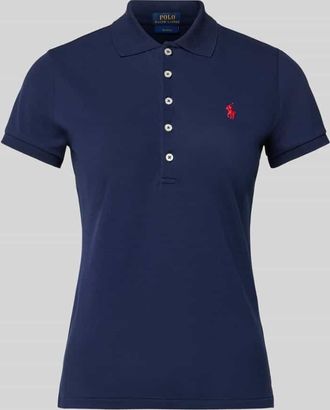 Polo Ralph Lauren Slim Fit Poloshirt mit Logo-Stitching Modell JULIE in Marine, Größe XXL