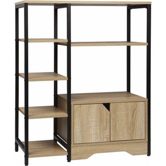 Woltu Woltu - Eestanter&iacute;a Independiente De Pie Para Libros Estante Alto Estante Industrial Con Espacio De Almacenamiento Abierto Estante De Escalera De Flor
