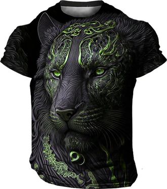 Generic Mens T-Shirt 3D Tiger Print T-Shirt Top Casual Mens Animal Pattern Short Sleeve, 15, 4XL