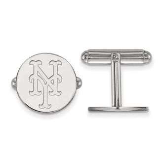 Diamond2Deal Sterling Silver Rhodium Plated Major League Baseball New York Mets N-Y Cuff Links