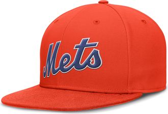 Nike New York Mets True Nike Mens Dri-FIT MLB Fitted Hat in Orange | NB1889LNME-5BG